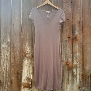 SEE YOU MONDAY Women’s Purple Mauve V-Neck Bodycon Midi Dress Size Large